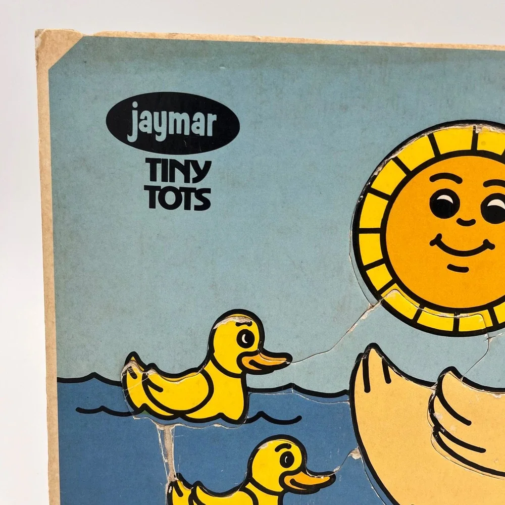 Vintage Jaymar Tiny Tots Ducks Wooden Inlay Puzzle 6 Piece Mary Warren Assoc